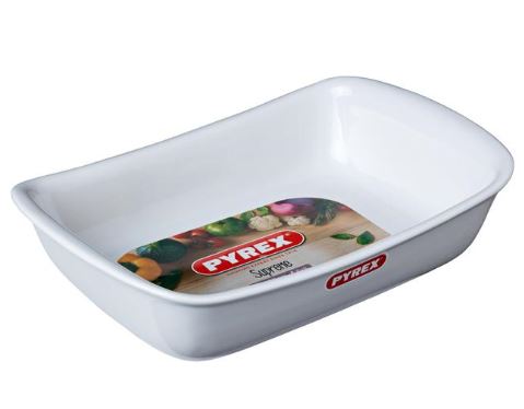 ASSADEIRA 33X23CM BRANCA SUPREME PYREX